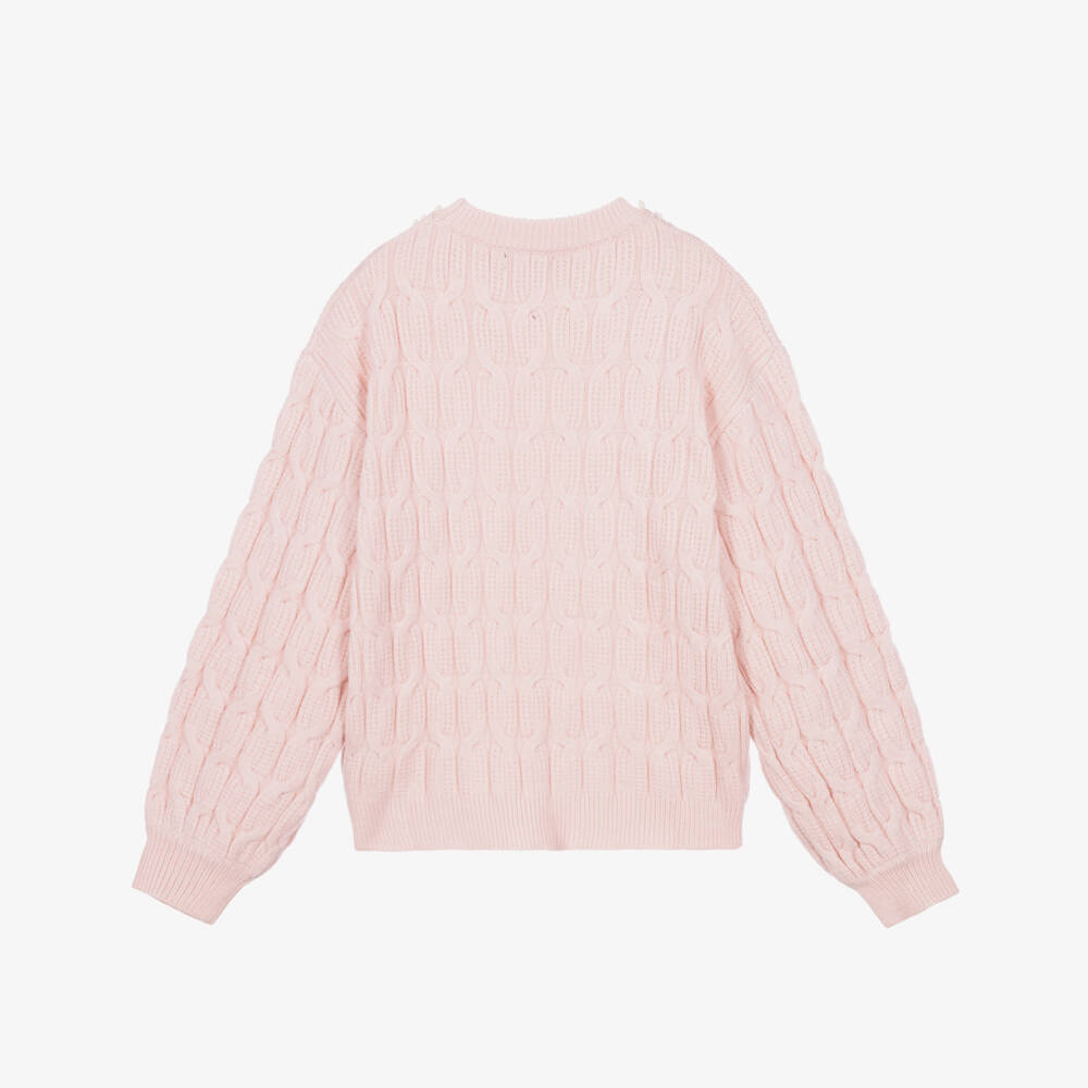Fun & Fun-Girls Cable-Knit Sweater in Soft Pink | Childrensalon