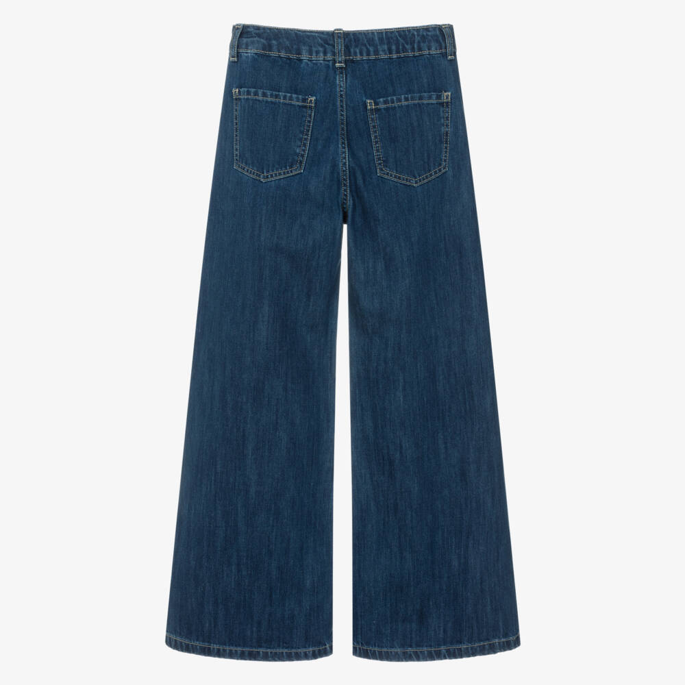 Fun & Fun-Girls Dark Blue Wide Leg Denim Jeans | Childrensalon