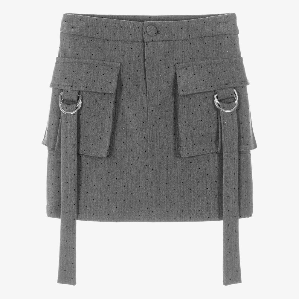 Fun & Fun-Girls Grey Diamanté Stud Skirt | Childrensalon