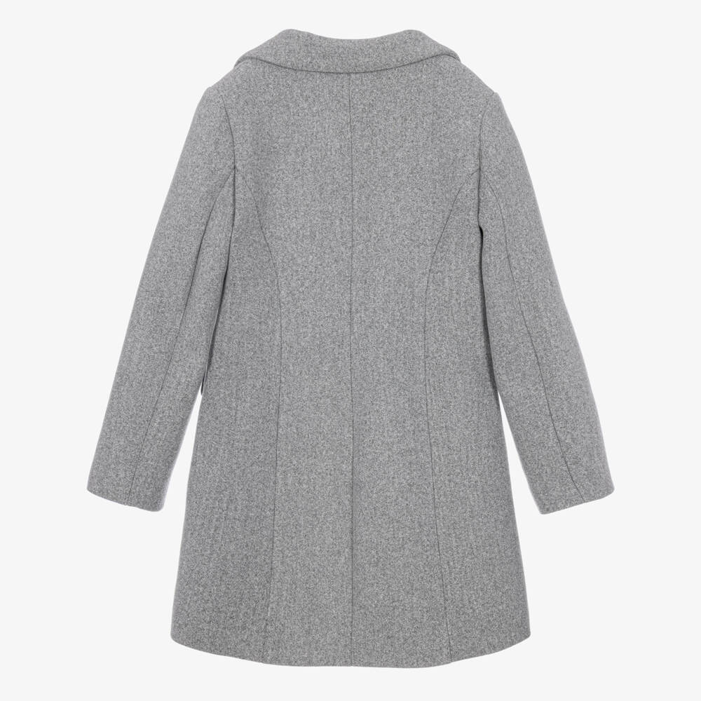 Fun & Fun-Girls Grey Felted Coat with Flower Brooches | Childrensalon