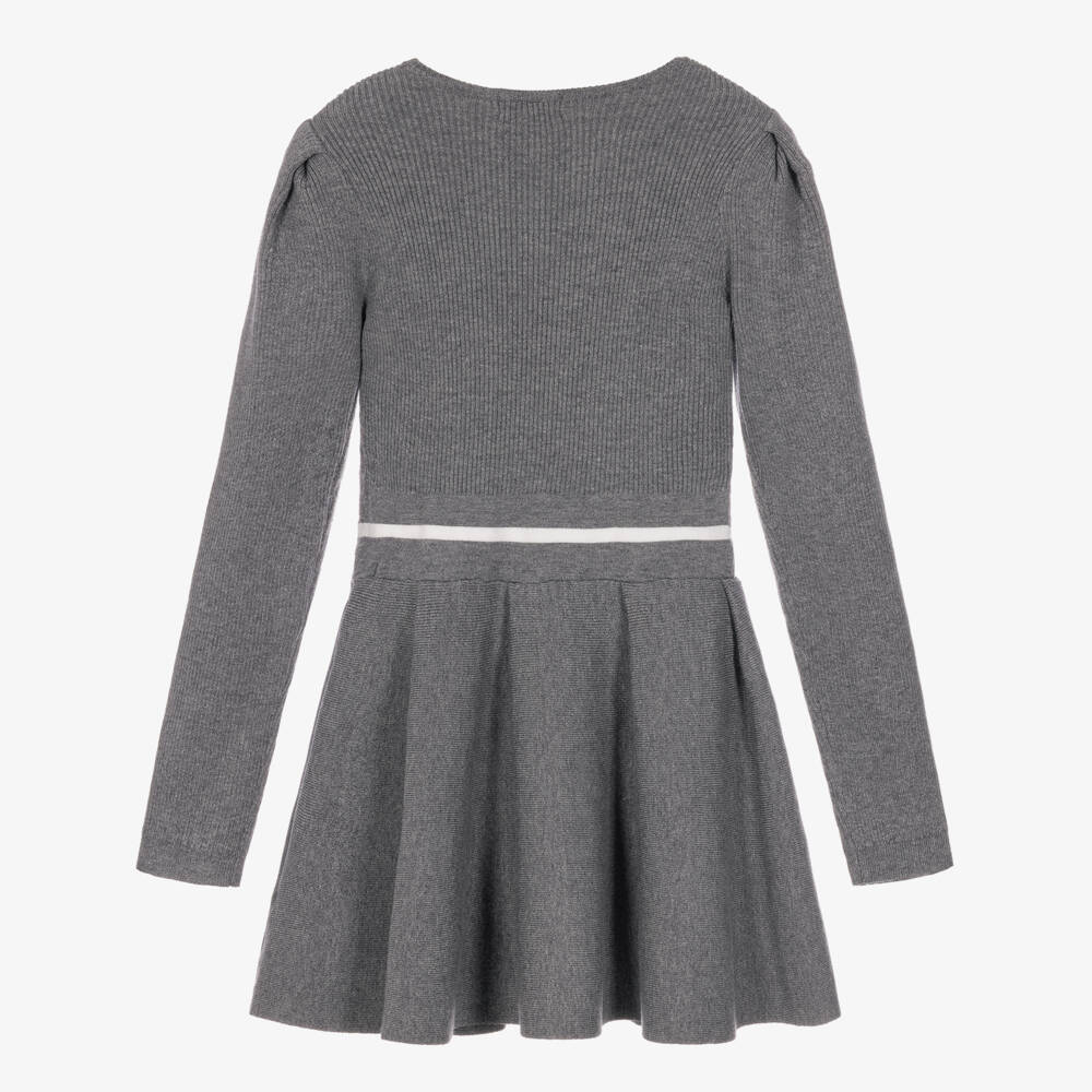 Fun & Fun-Girls Grey Knitted Skater Dress | Childrensalon