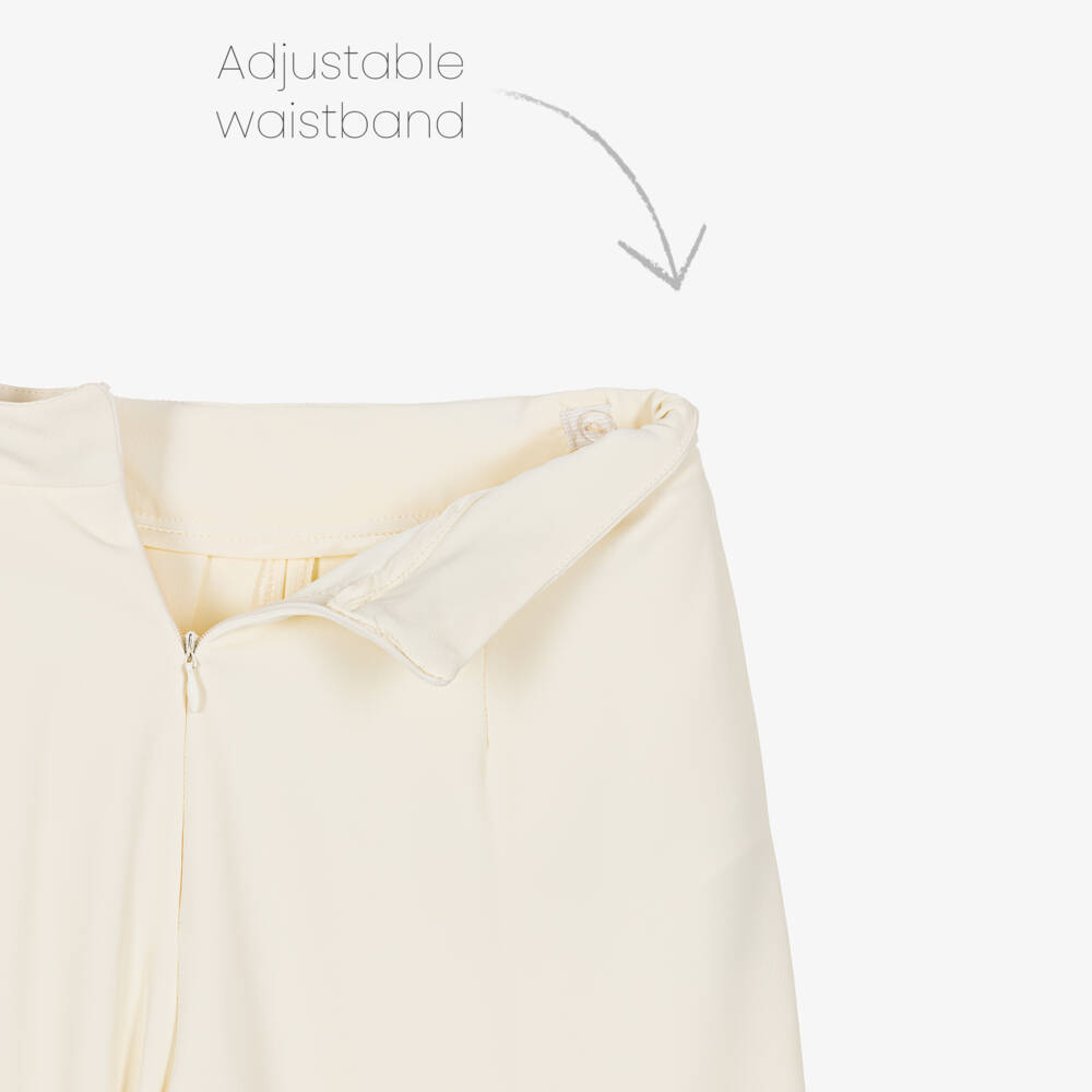 Fun & Fun-Girls Ivory Crêpe Trousers with Diamanté Buckle | Childrensalon