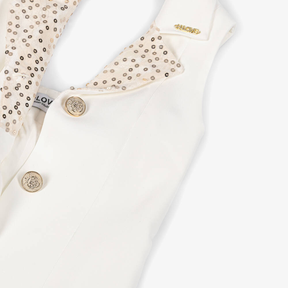 Fun & Fun-Girls Ivory Playsuit with Lace & Sequins | Childrensalon