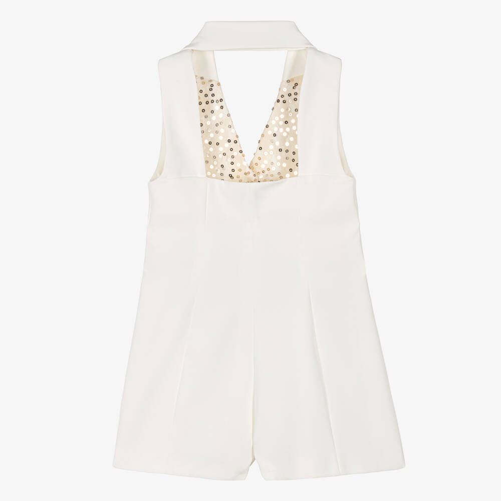 Fun & Fun-Girls Ivory Playsuit with Lace & Sequins | Childrensalon