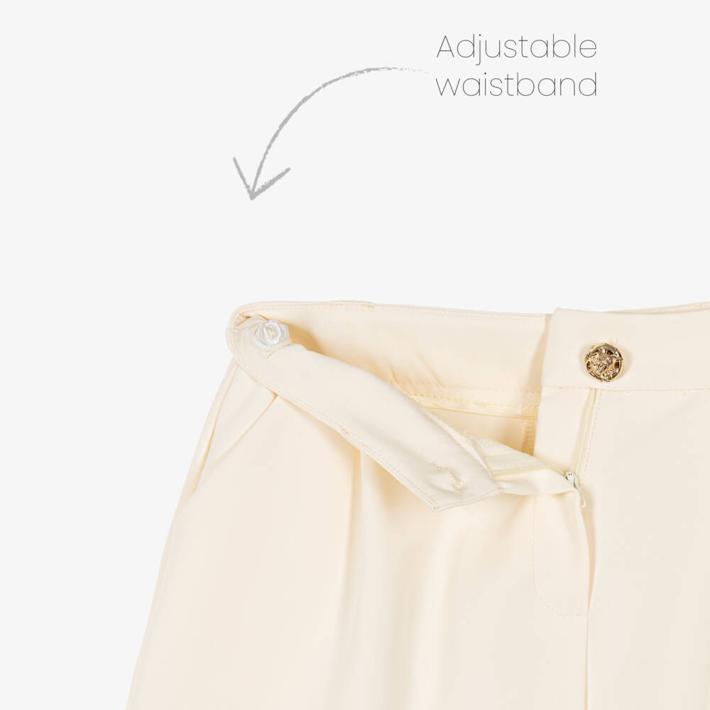 Fun & Fun-Girls Ivory Pleated Shorts with Gold Buttons | Childrensalon