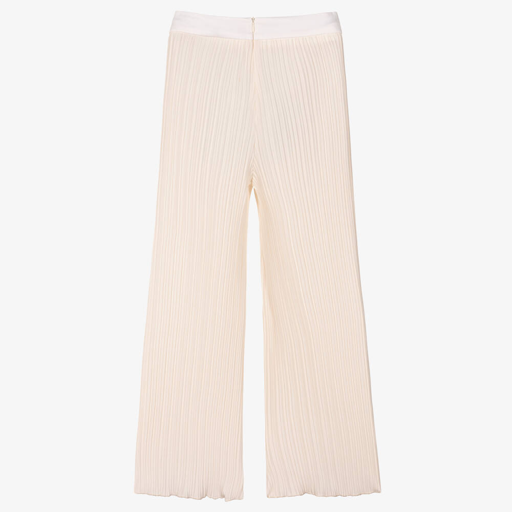 Fun & Fun-Girls Ivory Pleated Wide-Leg Trousers | Childrensalon