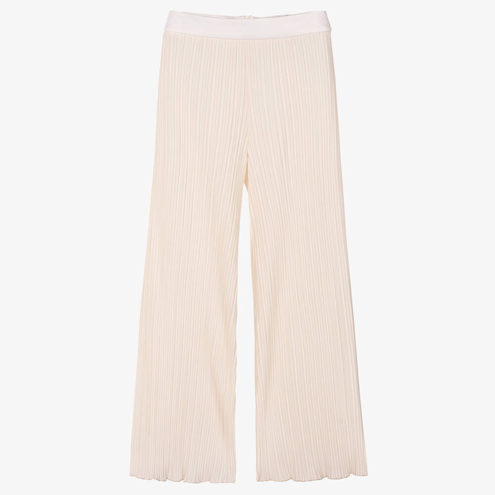 Fun & Fun-Girls Ivory Pleated Wide-Leg Trousers | Childrensalon