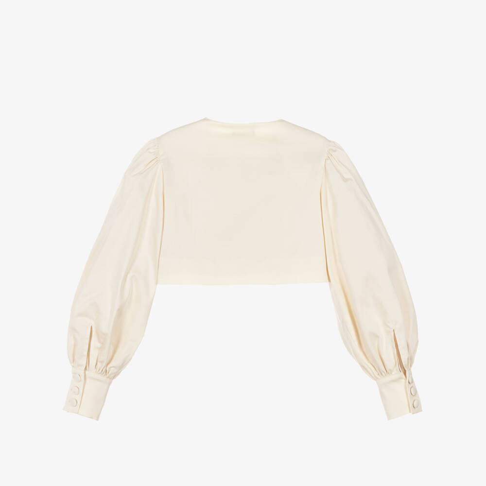 Fun & Fun-Girls Ivory Short Jacket with Puffed Sleeves | Childrensalon