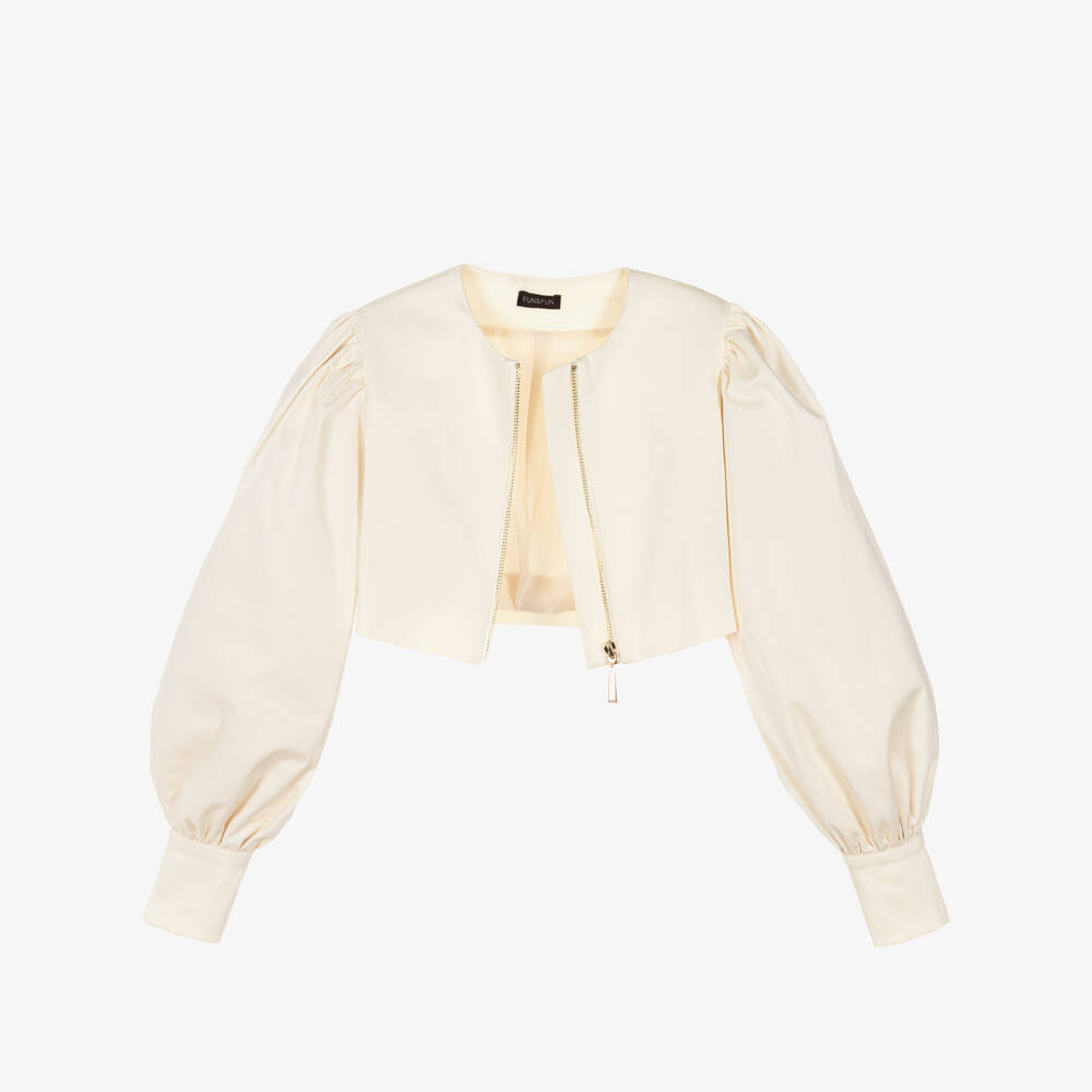 Fun & Fun-Girls Ivory Short Jacket with Puffed Sleeves | Childrensalon