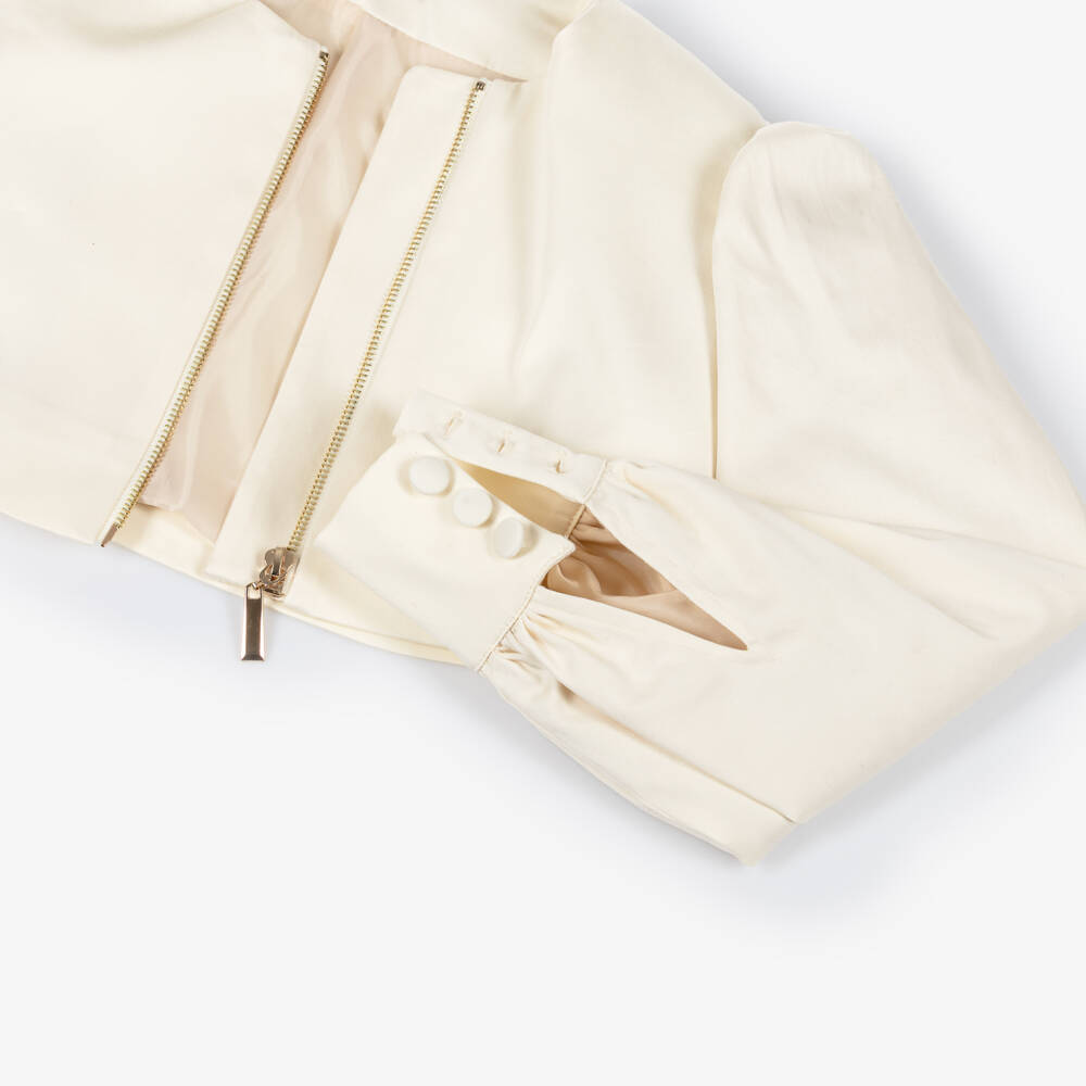 Fun & Fun-Girls Ivory Short Jacket with Puffed Sleeves | Childrensalon