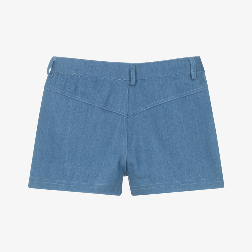 Fun & Fun-Girls Light Blue Denim Shorts with Rhinestone Trims | Childrensalon
