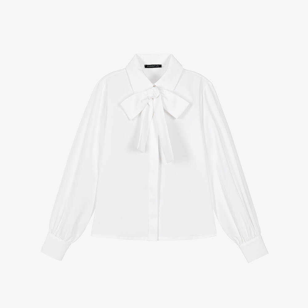 Fun & Fun-Girls Off-White Blouse with Bow | Childrensalon