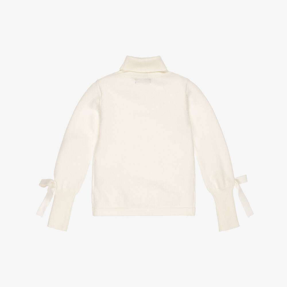 Fun & Fun-Girls Off White Roll Neck Knitted Sweater | Childrensalon