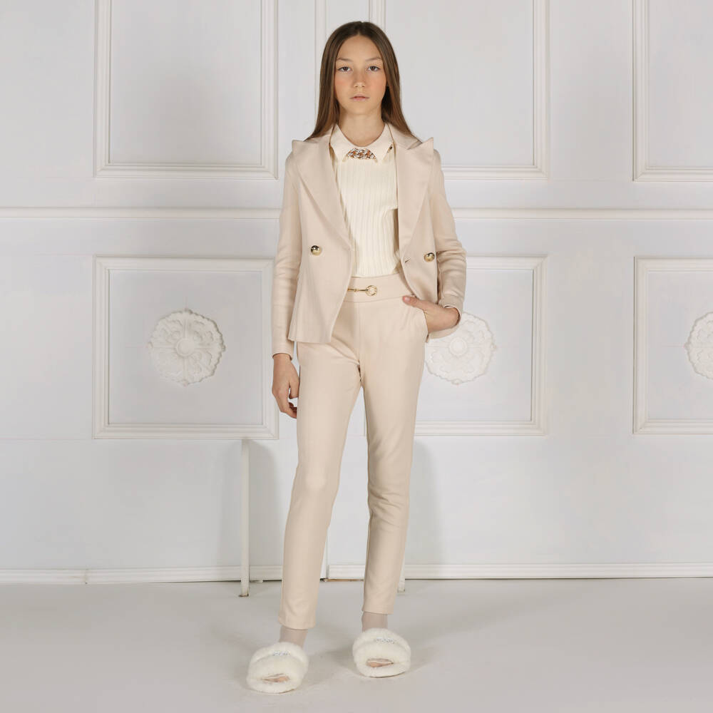 Fun & Fun-بنطلون جيرسي لون بيج فاتح للبنات | Childrensalon