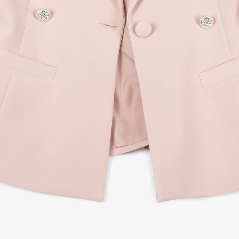 Fun & Fun-Girls Pastel Pink Blazer with Rhinestone Buttons | Childrensalon