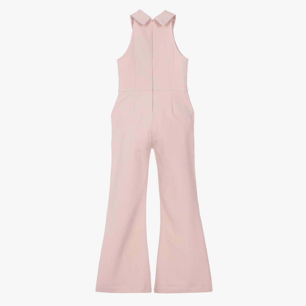 Fun & Fun-Girls Pastel Pink Jumpsuit with Diamanté Detailing | Childrensalon