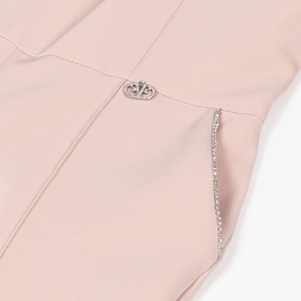 Fun & Fun-Girls Pastel Pink Jumpsuit with Diamanté Detailing | Childrensalon