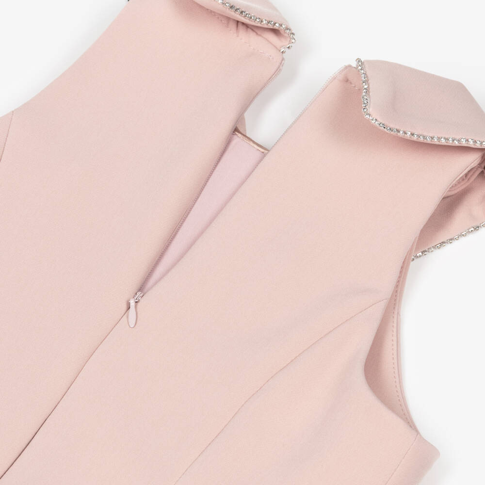 Fun & Fun-Girls Pastel Pink Jumpsuit with Diamanté Detailing | Childrensalon