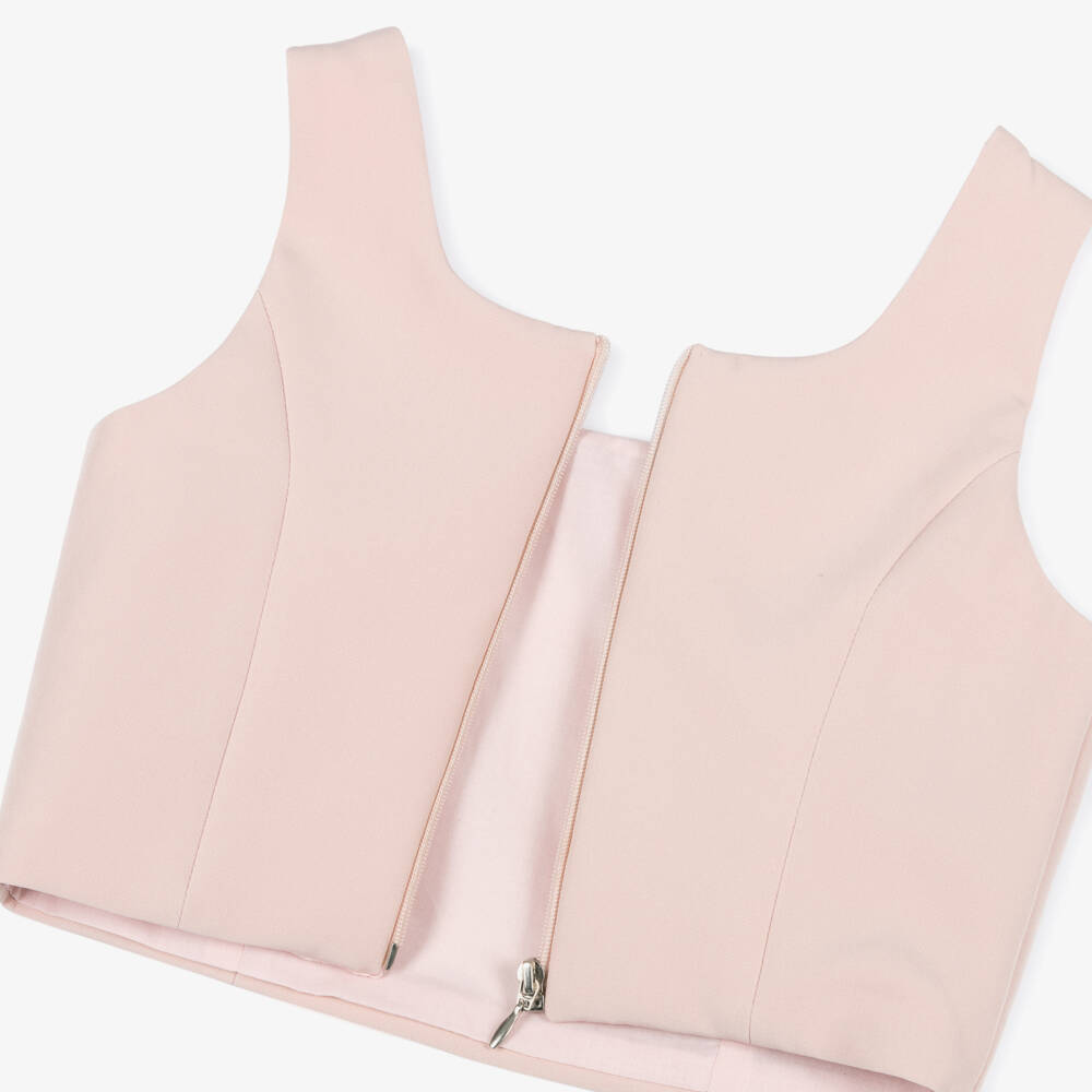 Fun & Fun-Girls Pastel Pink Top with Diamanté Buttons | Childrensalon