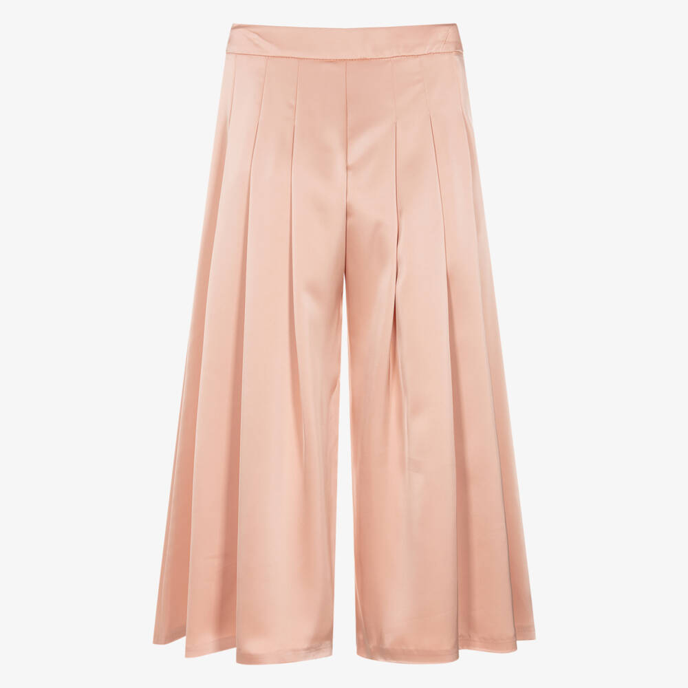 Fun & Fun-Girls Peach Pink Wide Leg Pleated Trousers | Childrensalon