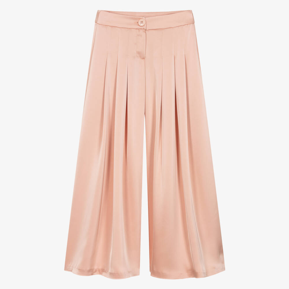 Fun & Fun-Girls Peach Pink Wide Leg Pleated Trousers | Childrensalon