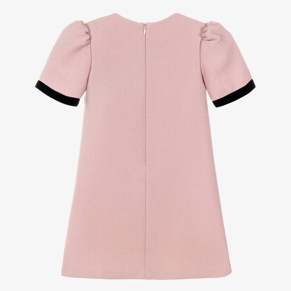Fun & Fun-Girls Pink Dress with Black Velvet Bows & Trims | Childrensalon