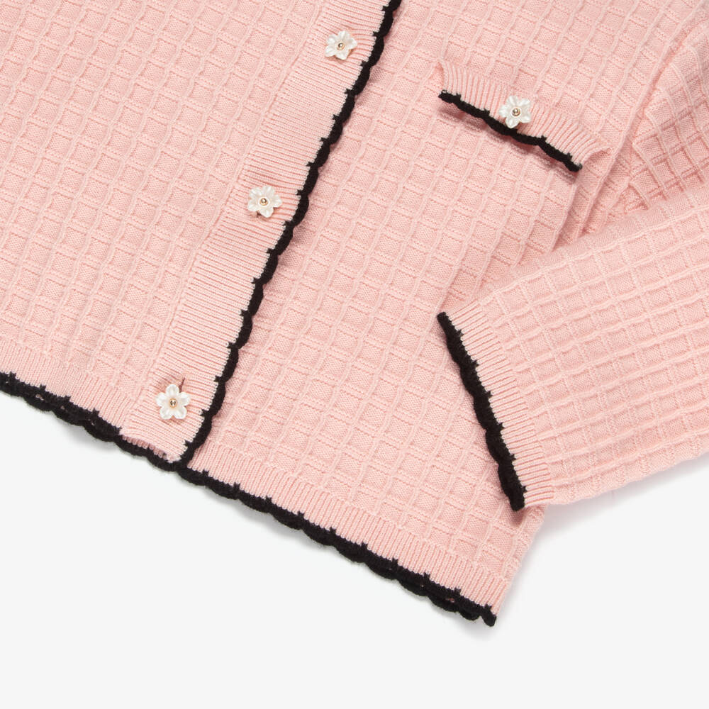 Fun & Fun-Girls Pink Textured Knit Cardigan | Childrensalon