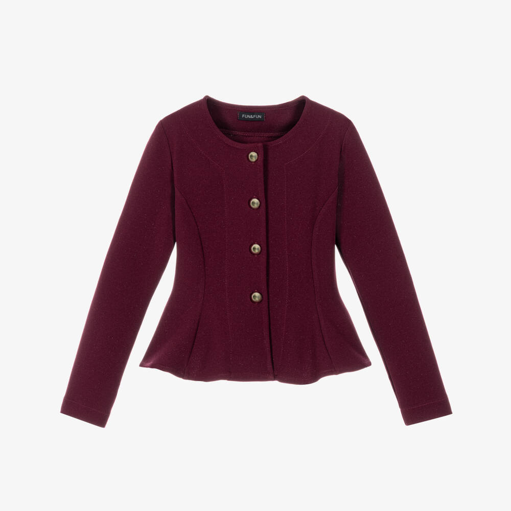 Fun & Fun-Girls Shimmery Burgundy Red Fit & Flare Blouse | Childrensalon
