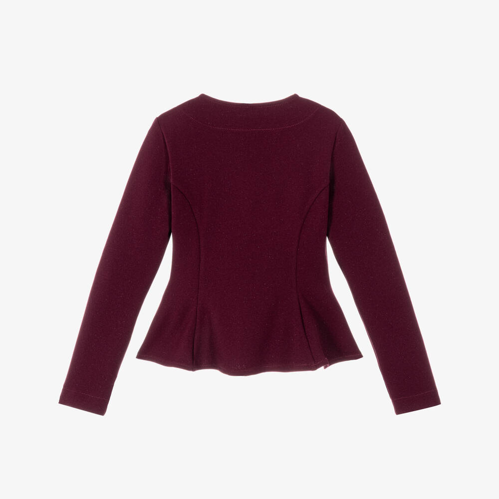 Fun & Fun-Girls Shimmery Burgundy Red Fit & Flare Blouse | Childrensalon