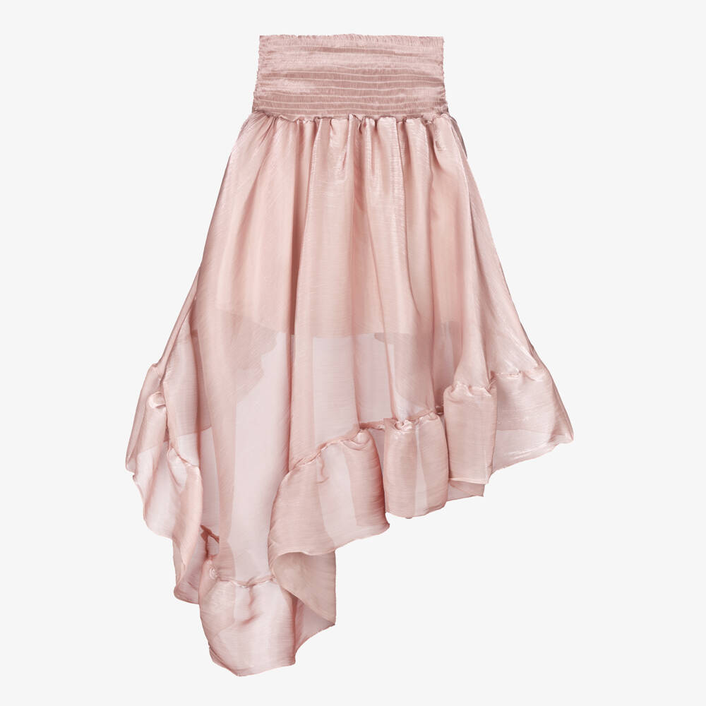Fun & Fun-Girls Shimmery Pink Asymmetric Ruffle Skirt | Childrensalon