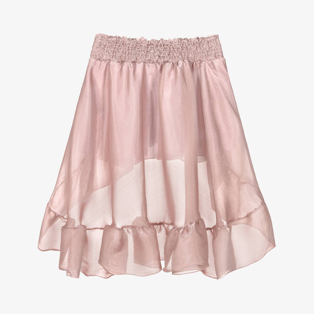 Fun & Fun-تنورة بكشكش لون زهري لامع للبنات | Childrensalon