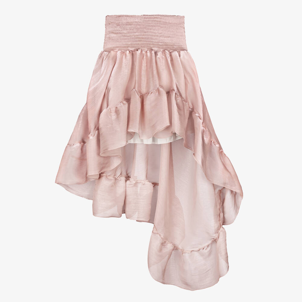 Fun & Fun-Girls Shimmery Pink Asymmetric Ruffle Skirt | Childrensalon