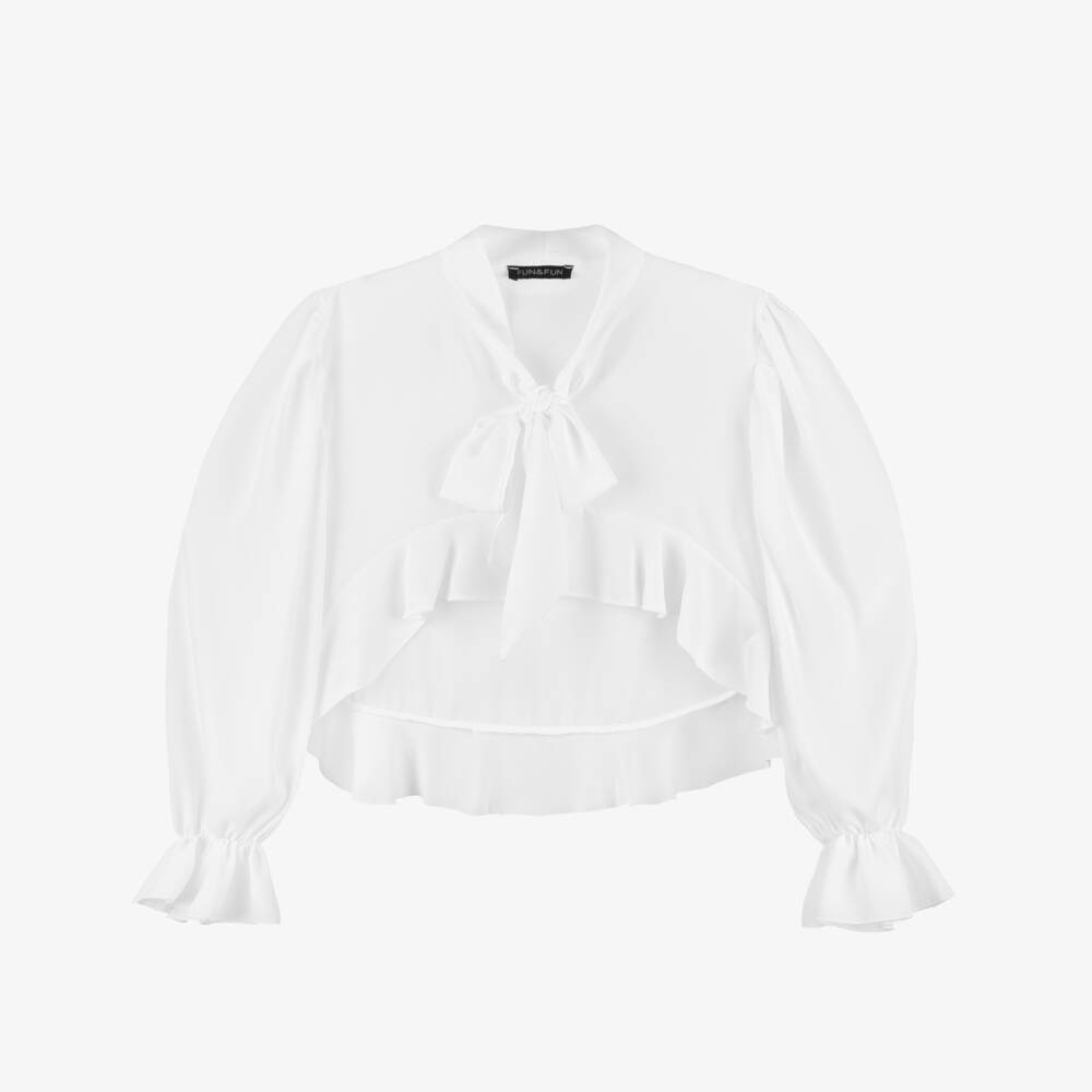 Fun & Fun-Girls White Chiffon High-Low Blouse | Childrensalon