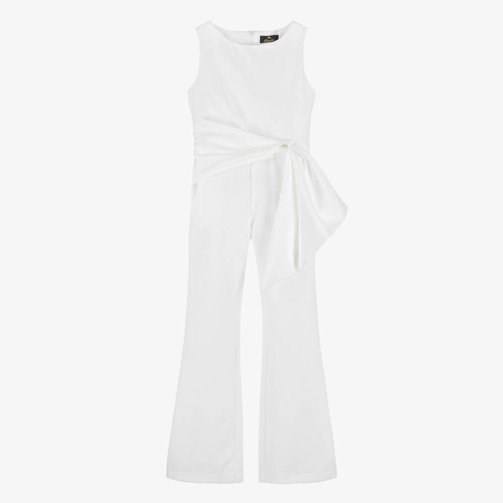 Fun & Fun-جمبسوت كريب مزين بشعار مرصع لون أبيض للبنات | Childrensalon