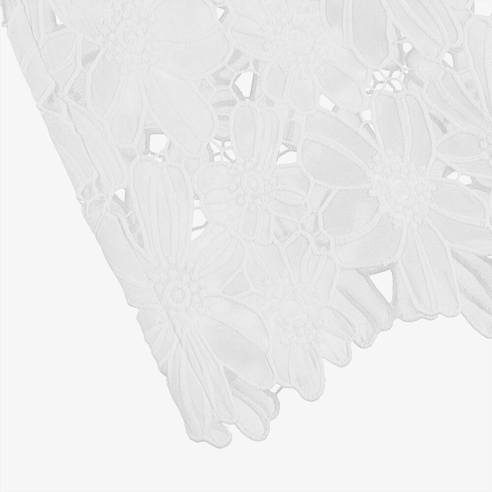 Fun & Fun-Girls White Embroidered Flower Lace Wide Leg Trousers | Childrensalon