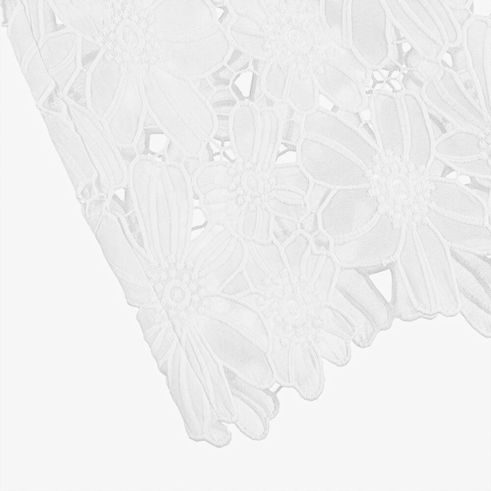 Fun & Fun-Girls White Embroidered Flower Lace Wide Leg Trousers | Childrensalon