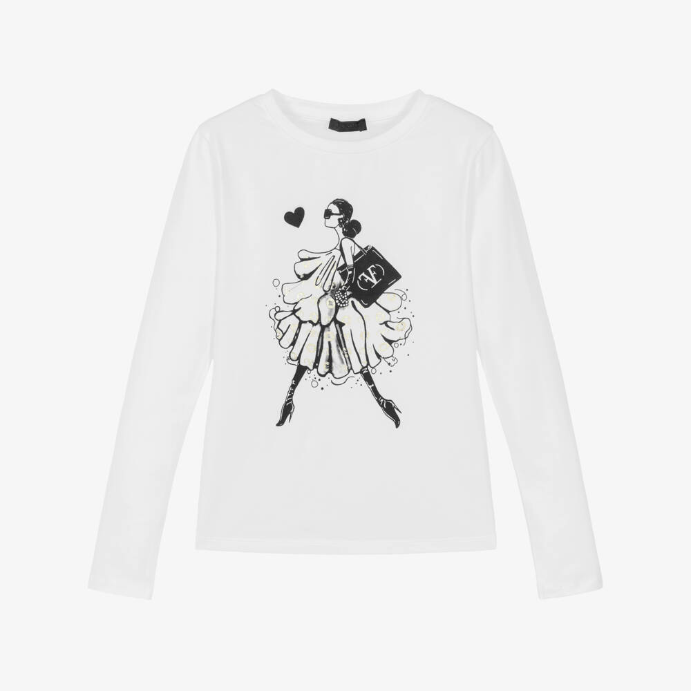 Fun & Fun-Girls White Girl Graphic Long Sleeved Top | Childrensalon