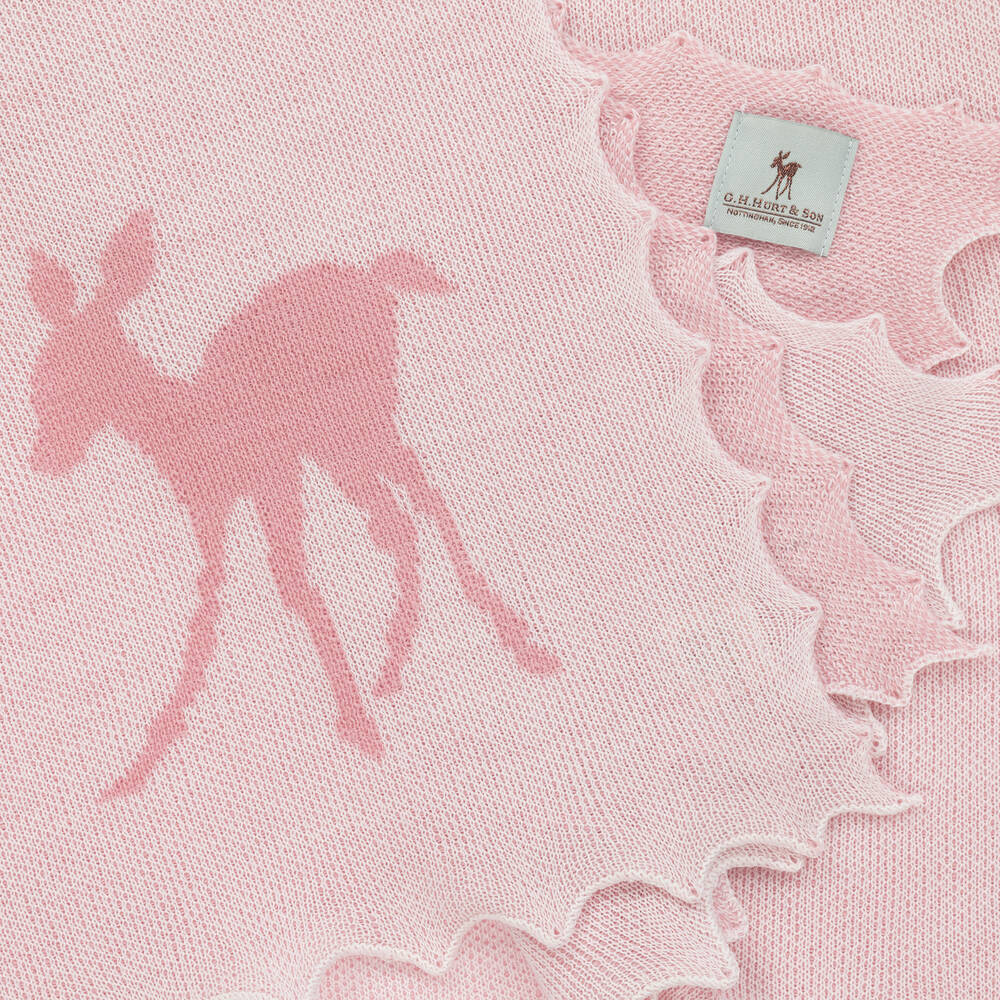 G.H.Hurt & Son-Baby Girls White Cotton & Pink Wool Gift Set | Childrensalon