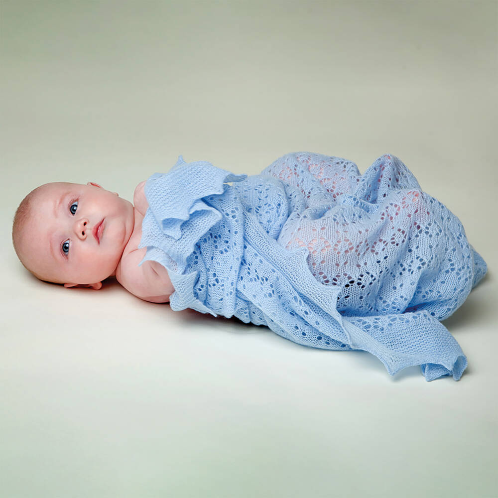 G.H.Hurt & Son-Blue Pure Cashmere Baby Shawl (122cm) | Childrensalon