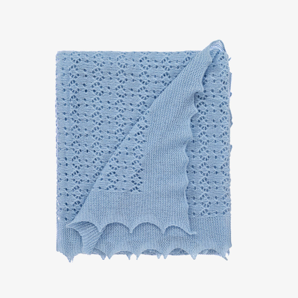 G.H.Hurt & Son-Blue Pure Cashmere Baby Shawl (122cm) | Childrensalon