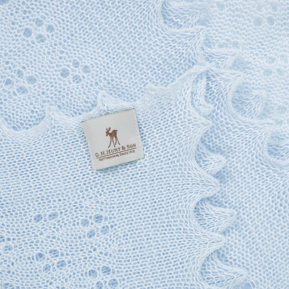 G.H.Hurt & Son-طقم هدية شال ومريلة قطن وصوف محبوك لون أزرق | Childrensalon
