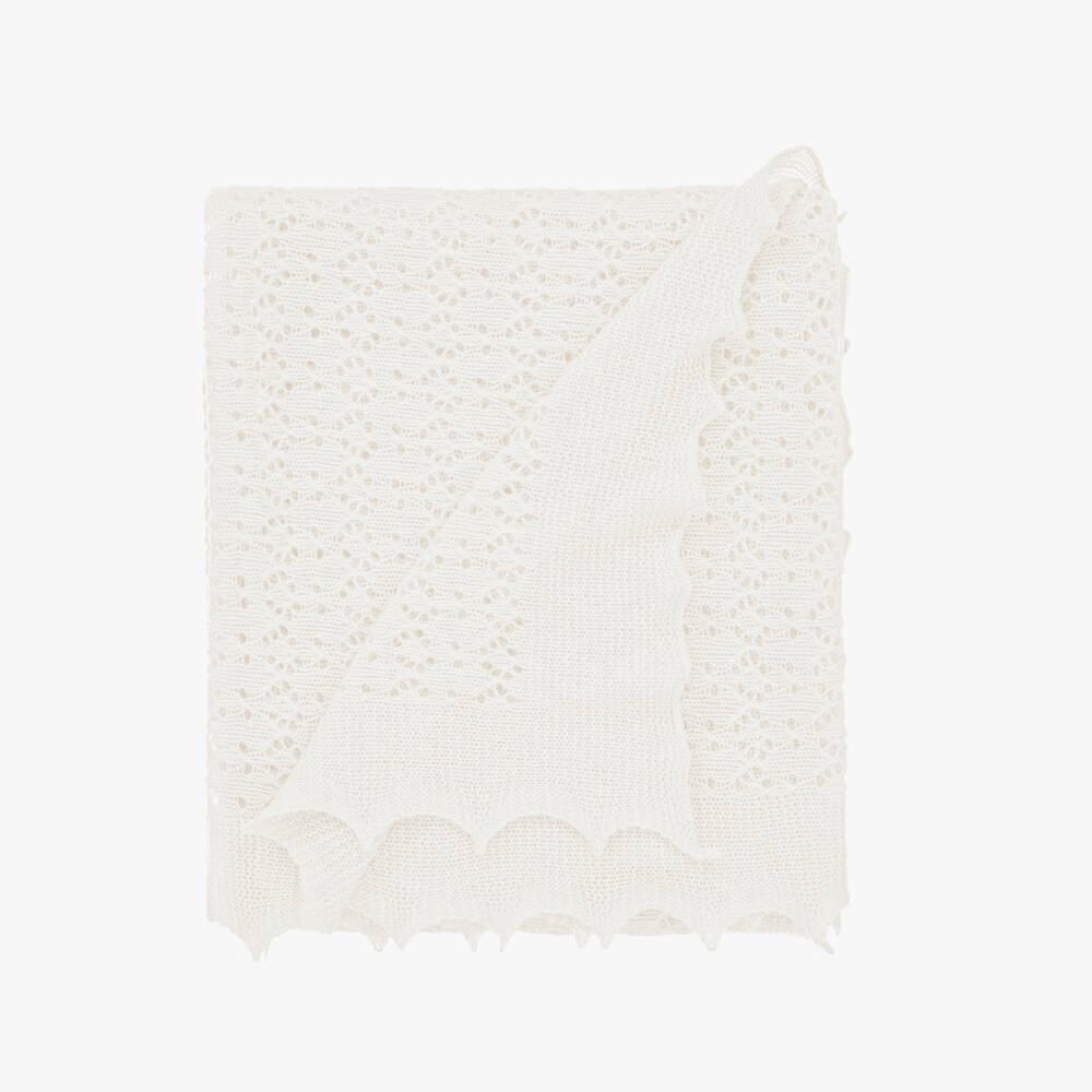 G.H.Hurt & Son-Ivory Pure Cashmere Baby Shawl (122cm) | Childrensalon