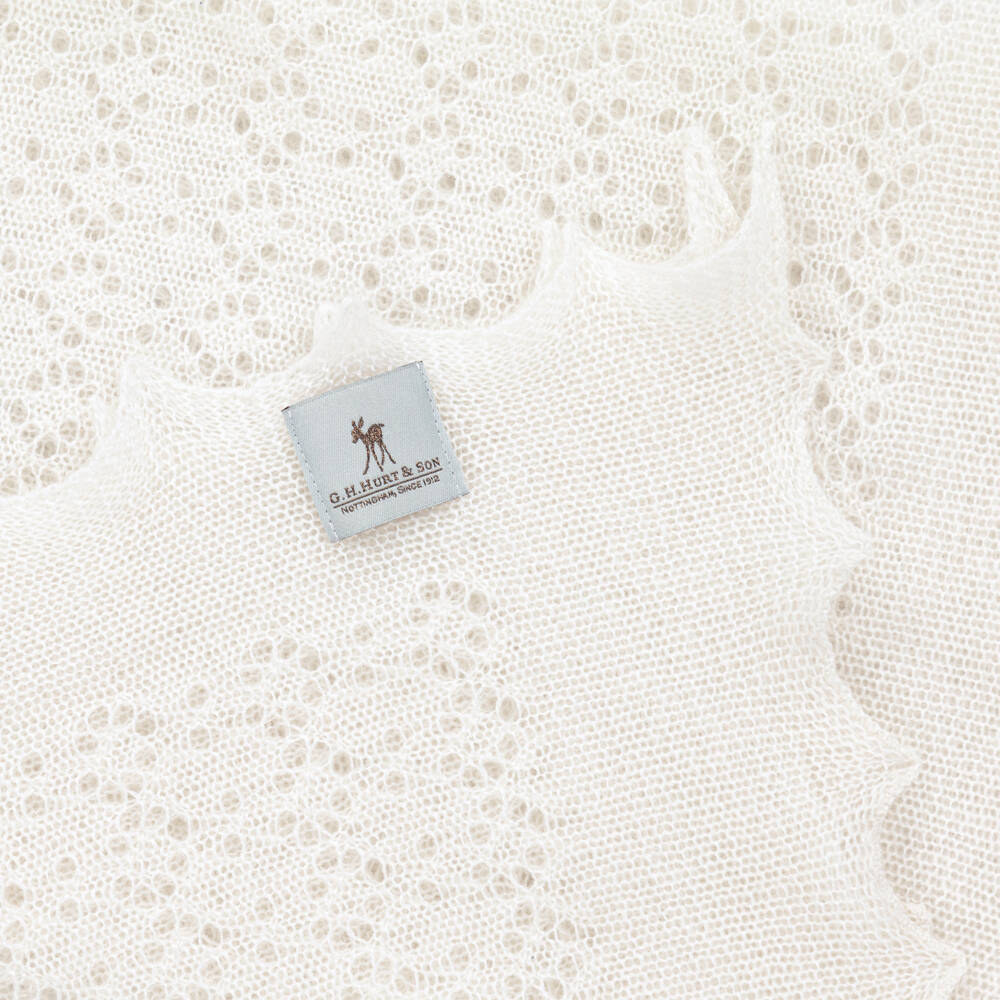 G.H.Hurt & Son-Ivory Pure Cashmere Baby Shawl (122cm) | Childrensalon