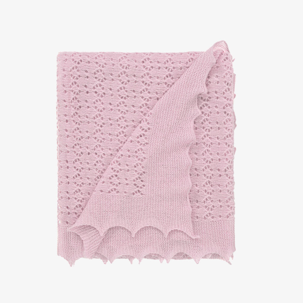 G.H.Hurt & Son-Pink Pure Cashmere Baby Shawl (122cm) | Childrensalon