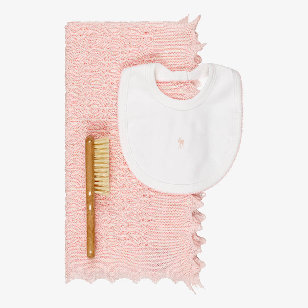 G.H.Hurt & Son-Pink Shawl & Bib Baby Gift Set | Childrensalon
