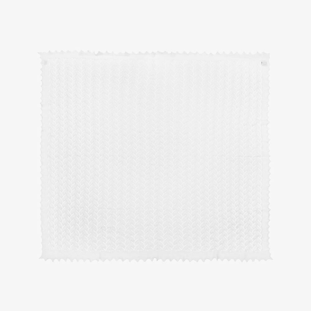 G.H.Hurt & Son-شال قطن محبوك لون أبيض للأطفال (124 سم) | Childrensalon