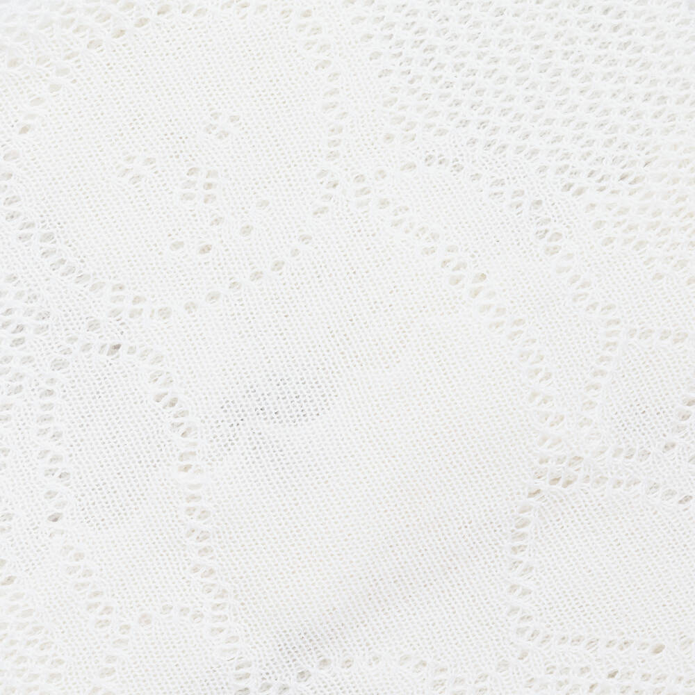 G.H.Hurt & Son-White Wool & Cotton Baby Shawl (88cm) | Childrensalon