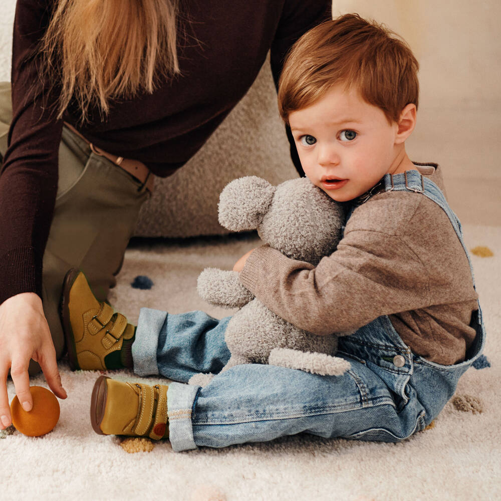 Geox-Boys Beige Leather First Walker Boots | Childrensalon