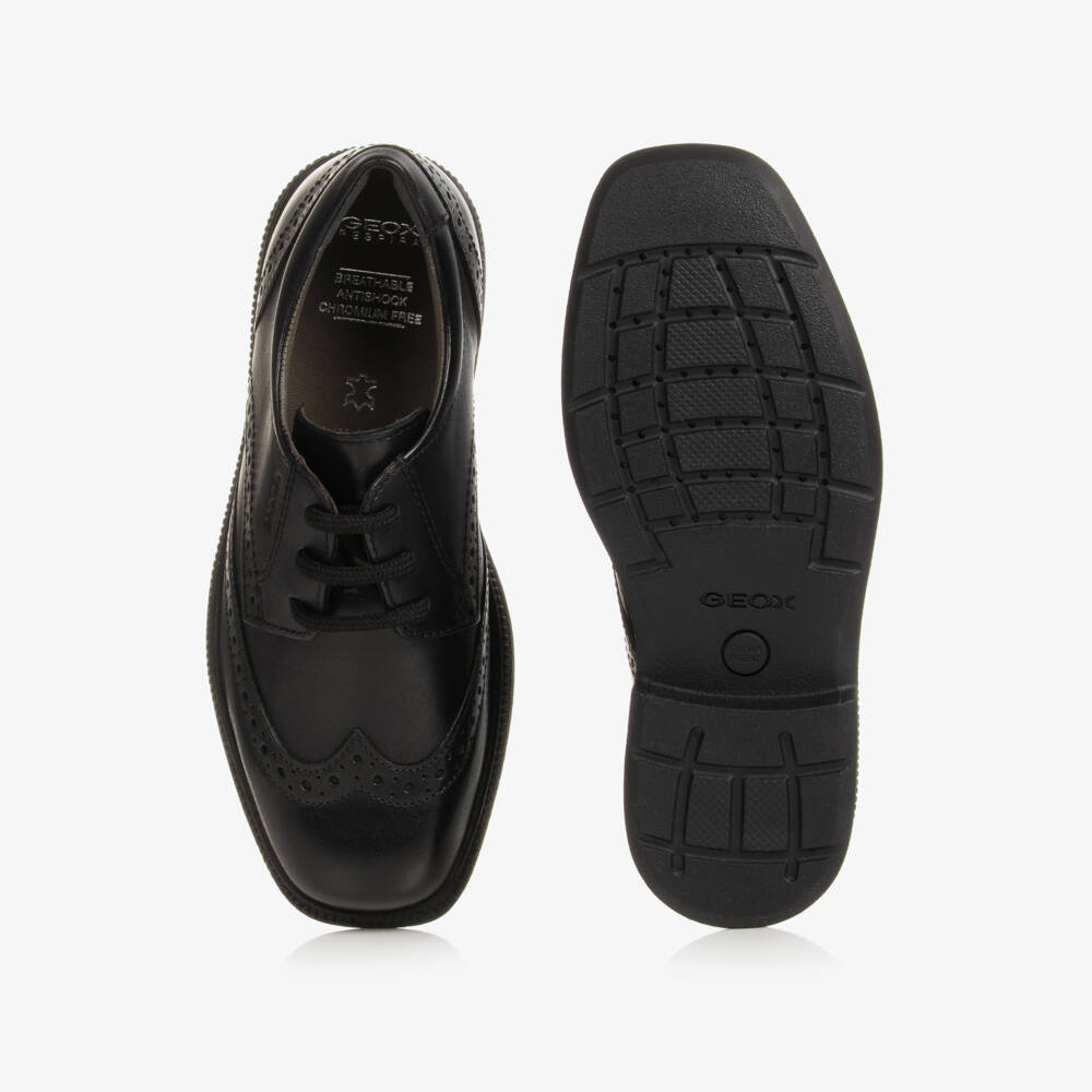 Geox-Boys Black Leather Brogue Shoes | Childrensalon
