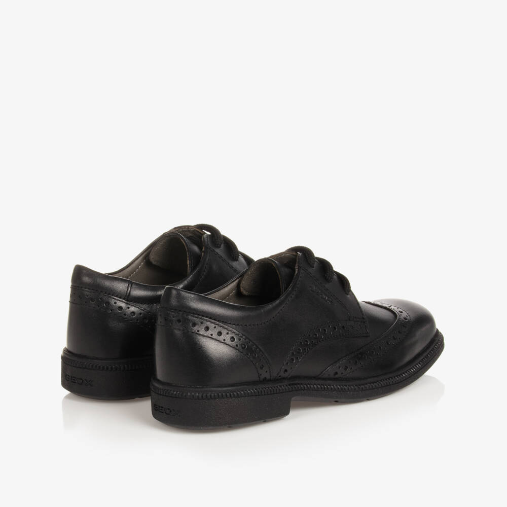 Geox-Boys Black Leather Brogue Shoes | Childrensalon